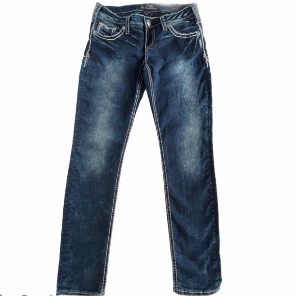 Silver jeans, Lightly distressed, dark wash Bluejeans - Picture 13 of 14